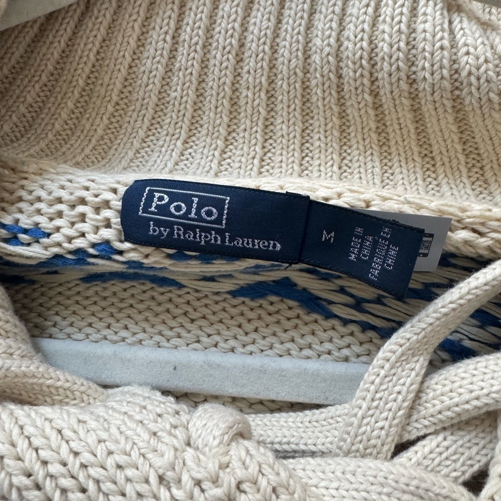Ralph Lauren Cream and Blue Crew Neck Sweater with Festive Patterns - Picture 2 of 4
